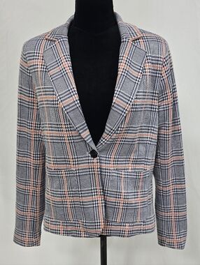 Mod Cloth women M‎ retro style houndstooth one button knit blazer academia